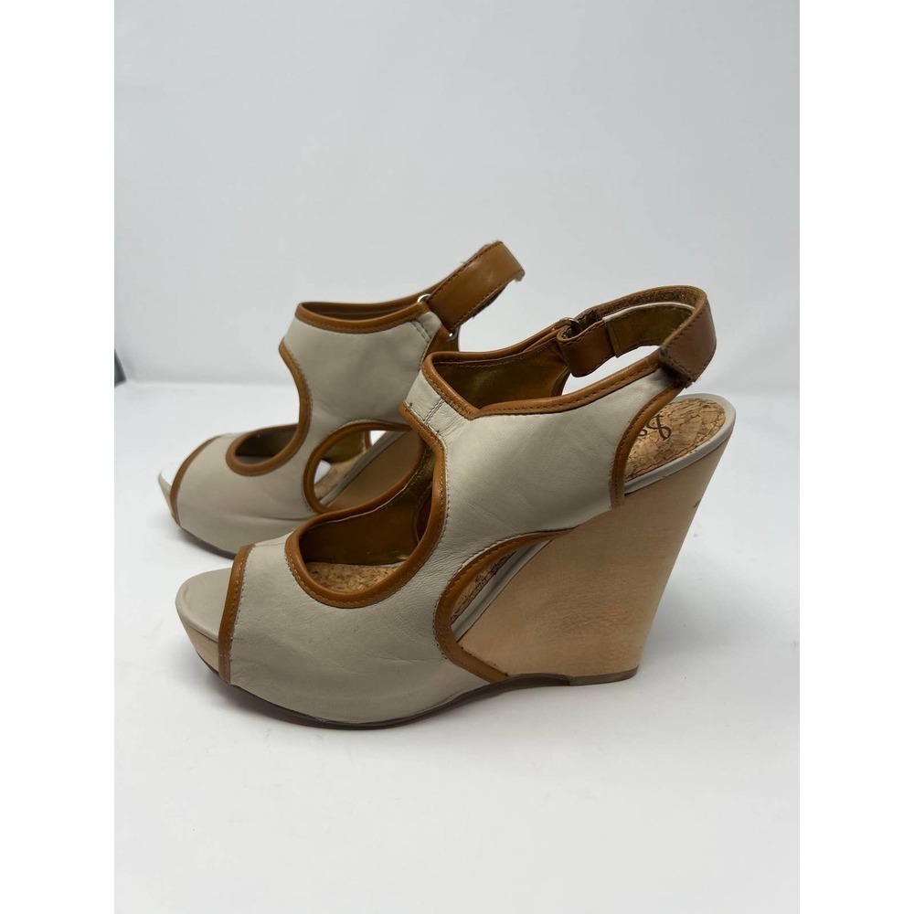 Sam Edelman S-Kendall 47576900 Women's Ecru/Caramel Leather Wedge Sandal US 9.5M - Picture 5 of 10